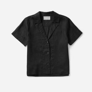 EVERLANE Linen Short Sleeve Notch Shirt Sz 6
